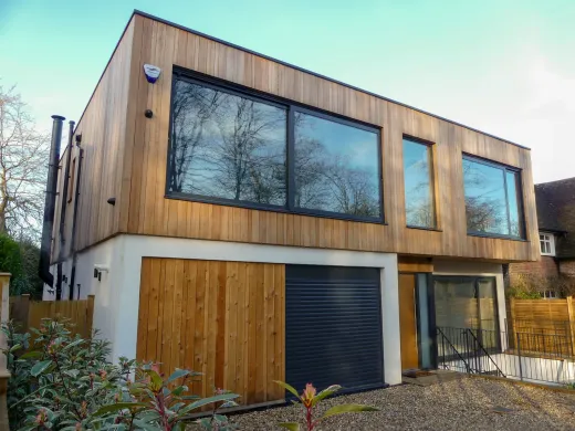 Modern one-bedroom garden suite exterior in an East York backyard by Home Garden Suites